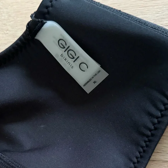 GIGI C Erica Top / Fiona Bottom Black Swimsuit Bikini with Zipper Hardware